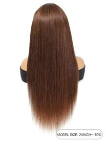 360 巧克力棕色直发蕾丝前假发真人发 16-28 英寸透明蕾丝前假发带婴儿发 150% 密度 - S2 - 查看 3