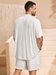 EASEVO Plus Size Men's Woven Shirt & Shorts Set