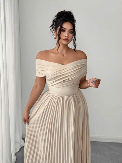  Váy Bandeau hở vai nhún eo Elenzga, mùa hè, cỡ lớn dành cho nữ, váy tốt nghiệp thanh lịch lãng mạn