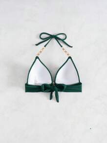 Swim Vcay Women's Solid Color String Bikini Top, Sexy Halter Style For Summer Beach