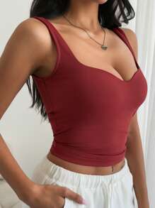 DAZY Women Deep V-Neck Self-Padded Fitted Camisole Top - White - View 5