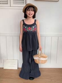 DAZY 2pcs/Set Tween Girl Tween Girl Fall Outfit - Navy Blue - View 3