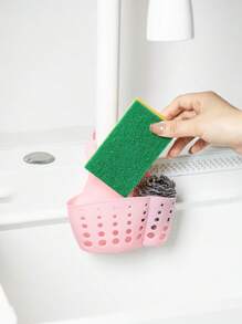 1入組廚房便攜式水槽海綿架架子掛籃擱板籃排水袋過濾器整理器浴室存儲小工具工具 - 粉色 - 查看 4