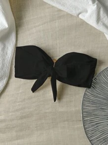 Swim Chiccia Springbreak Women's Solid Color Halter Metal Decor Sexy Bikini Top For Summer