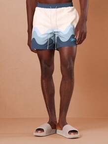 SUMWON 波浪印花尼龙泳裤 - 藍色 - 查看 3