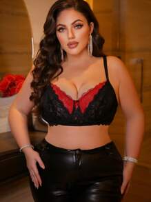 SHEIN 大码内衣文胸和无钢圈内衣文胸，简约时尚，适合夏季 - 黑色 - 查看 4