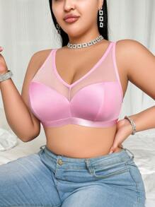 Sujetador sin aros para tallas grandes, diseño minimalista, color rosa