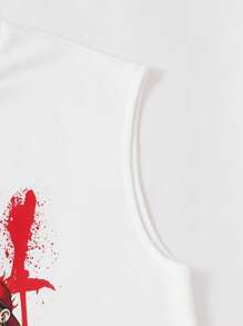 SHEIN 1 件青少年男童休闲图案 T 恤，动漫印花短袖 T 恤，夏季