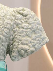 SHEIN Girls' Puff Sleeve Short Printed Dress, New Arrival - Blue - View 7