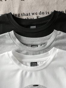SHEIN EZwear Paquete de 3 camisetas de manga corta con estampado de figuras y gráficos - Multicolor - Ver 5