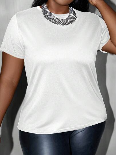 Flirla Casual Simple Crew Neck T-Shirt&Summer&Spring,Women's Clothing