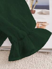 CosyJoli Women Plus Size Solid Color Long Sleeve Loose Fit Elegant Blouse - Green - View 7