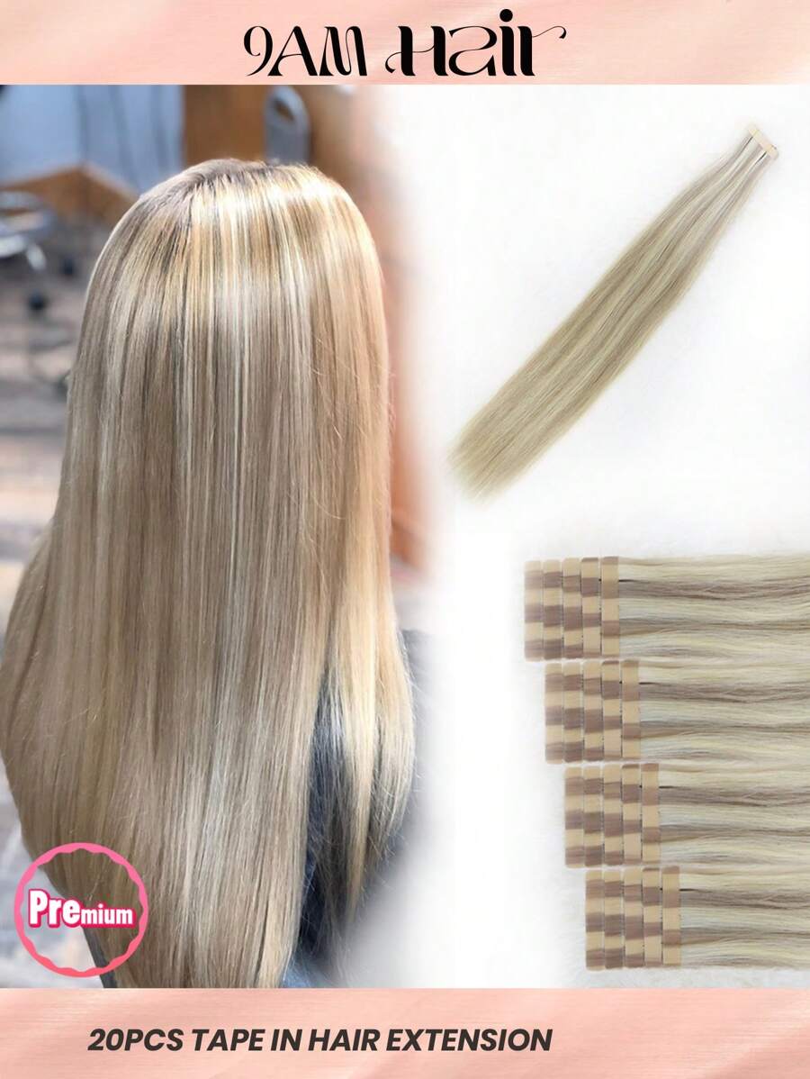 20 pcs 50 g P18/613# Warna Rambut Lurus Tempel Ekstensi Rambut Manusia 100% Remy untuk Salon Halus Tanpa Sambungan Tak Terlihat untuk Rambut Tipis Wanita Tampilan Alami Kualitas Terbaik Kostum Halloween - S18/613 - View 1
