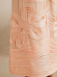 Anewsta 女士优雅优质刺绣花卉裙，适合春季、夏季、度假、休闲装和毕业裙 - 香檳色 - 查看 7