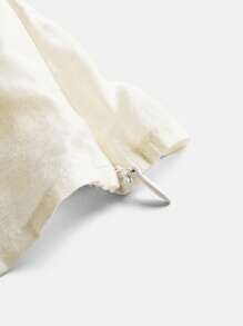 Maija 女式米色前后高领荷叶边撞色饰边设计优雅都市精致时尚春夏连衣裙，采用撞色饰边、U 领、飘逸袖子、荷叶边拼接，商务休闲街头必备，巡航装 - 白色 - 查看 9