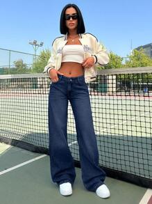 EURMUSE LOW RISE WIDELEG LIGHT GREY Y2K JEAN - Dark Wash - View 5