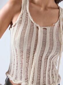 LYSMO Débardeur sans manches semi-transparent pour femme avec sangle de cou interchangeable