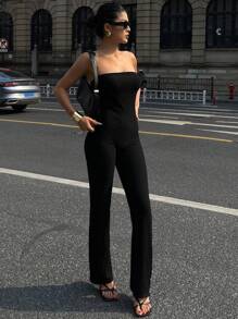 DAZY Women's Solid Color Sleeveless Jumpsuit, Simple And Fashionable, Suitable For Summer Women Jumpsuits