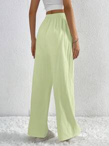 SHEIN Tall Damen Einfarbige Gerades Bein Lässig Hose Mit Kordel Tasche