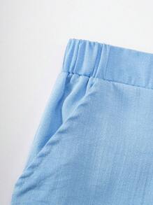 SHEIN Setelan Jas Formal 3 Potong untuk Anak Laki-Laki: Rompi dan Celana dengan Dasi Kupu-Kupu, Cocok untuk Pesta Pernikahan dan Wisuda, Musim Semi, Nyaman dan Bernapas - Baby Blue - View 6