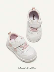 Cozy Pixies 1 Pair Girls Heart Pattern Flat Casual Sneakers, Cute & Comfortable For Daily Workout, All Season - Pink - View 2