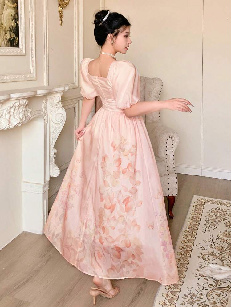 New Summer Music Festival Elegant Floral Pattern Midi Dress For Women