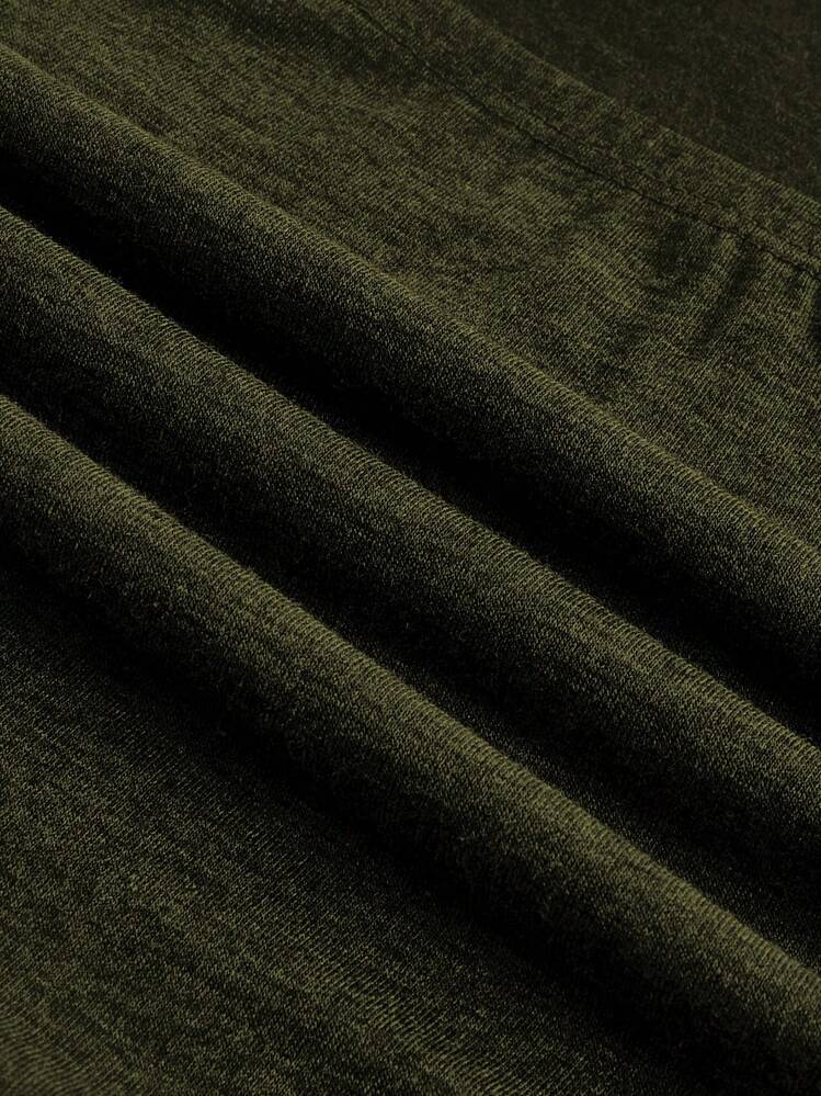 ROMWE Grunge Punk 水钻星形褶饰女式短款上衣 - 軍綠色 - 查看 4