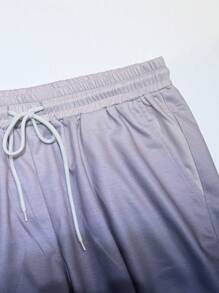 Manfinity Homme Zestaw męski plus size z krótkim rękawem i nadrukiem literowym składający się z koszulki i spodenek