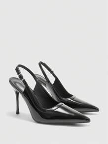 CUCCOO BIZCHIC Eleganckie, minimalistyczne, jednokolorowe buty damskie z odkrytymi plecami i wysokim obcasem