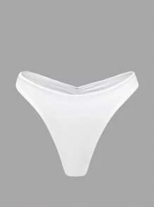 Swim Basics Summer Beach Women's V-Waist Pleated Bikini Bottoms