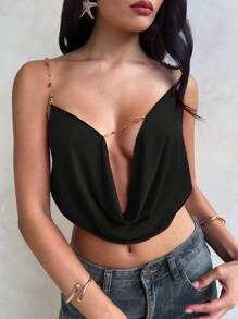 Aloruh 简约链条背心，时尚女士，适合夏季 - 黑色 - 查看 7