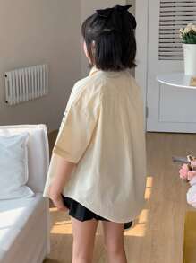 Dazy Kids 少女印花短袖衬衫上衣，夏季，返校季复活节服装 - 黃色 - 查看 4