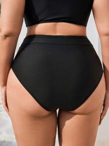 Swim Basics Plus Size Women Black Casual Vacation Bikini Bottom For Summer - Black - View 2