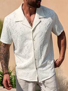 Genlund Chemise décontractée à manches courtes avec boutons devant, couleur unie, grande taille pour hommes - Nude - Voir 1