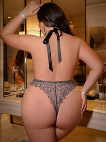 SHEIN 1 件大码蕾丝吊带钢圈性感紧身衣