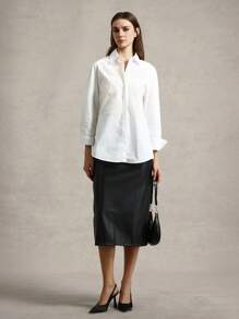 Briarwyn 女士休闲百搭纯色衬衫夏季女装海滩度假装商务休闲女装 - 白色 - 查看 5