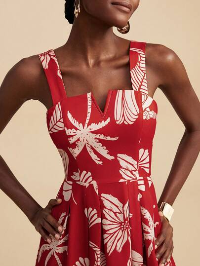 Travachic Tropical Print Dress, Casual Holiday Style,Summer Dresses For Women