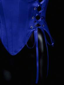 SHEIN ICON Fitted Criss-Cross Strap Bandeau Crop Top Vest,Rave Top - Blue - View 6