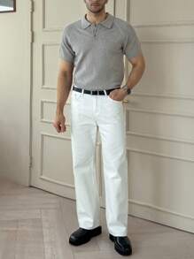 DAZY Men's Plain Basic Knitted Sweater For Summer - Light Grey - View 8