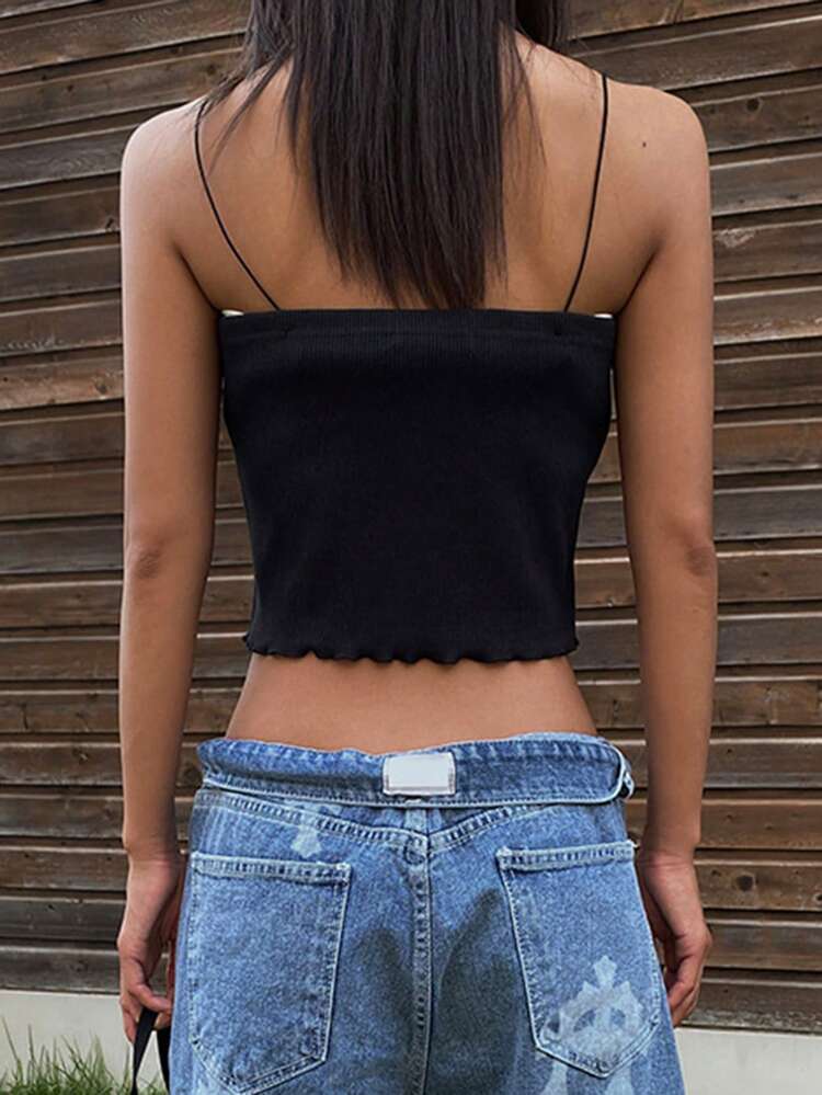 Solid Color Cropped Tie Front Camisole