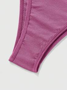 ROMWE 5pcs/Set Women Basic Comfortable Ribbed Letter "Cheeky" Briefs - Multicolor - View 4