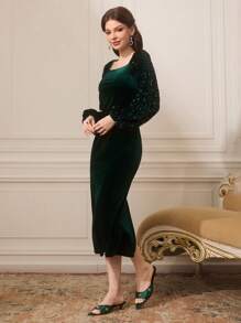 CUCCOO TILAWA Pointed Toe Stiletto Heel Versatile High Heel Sandals For Women For Christmas - Dark Green - View 3