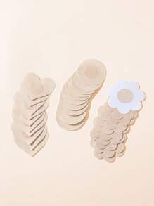 SHEIN 15 pares de pezoneras con forma de corazón y flor para mujeres, que protegen contra la fricción y absorben el sudor - Beis - Ver 6