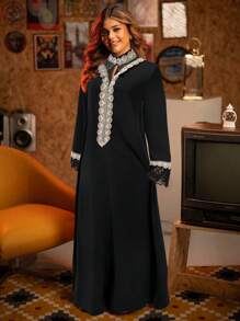 Al Najma Women's Simple Fashionable Arabic Style Dress, Suitable For Summer, Modest - Black - View 6