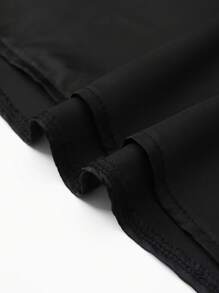 SHEIN PETITE 大码女式优雅多用途黑色缎面裙子，长裙，青春时尚 - 黑色 - 查看 7