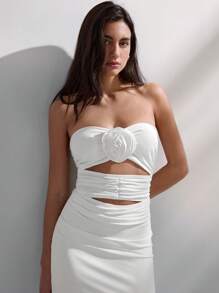 Maija Nuovo abito estivo 2015 per festival musicali, feste di laurea, vacanze al mare, brunch, crociere, con stile boho vintage, tubino con decorazioni floreali 3D, elegante abito midi da cerimonia per matrimoni e occasioni speciali