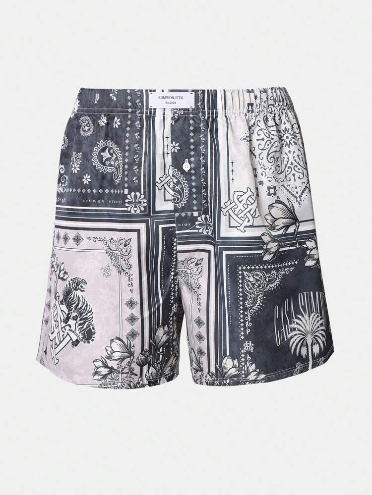 Palm Tree Bandana Print Lounge Boxer Shorts