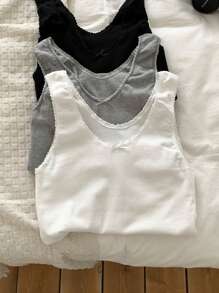 DAZY Women's Deep V-Neck Fitted Camisole Undershirt Tank Tops