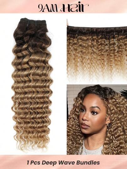 1 pieza Extensiones de cabello humano virgen de onda profunda de color T4/27, de 14-28 pulgadas, de alta calidad y económicas, para mujeres