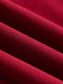 SHEIN EZwear 女士扎染印花褶皱露肩迷你连衣裙 - 酒紅色 - 查看 6